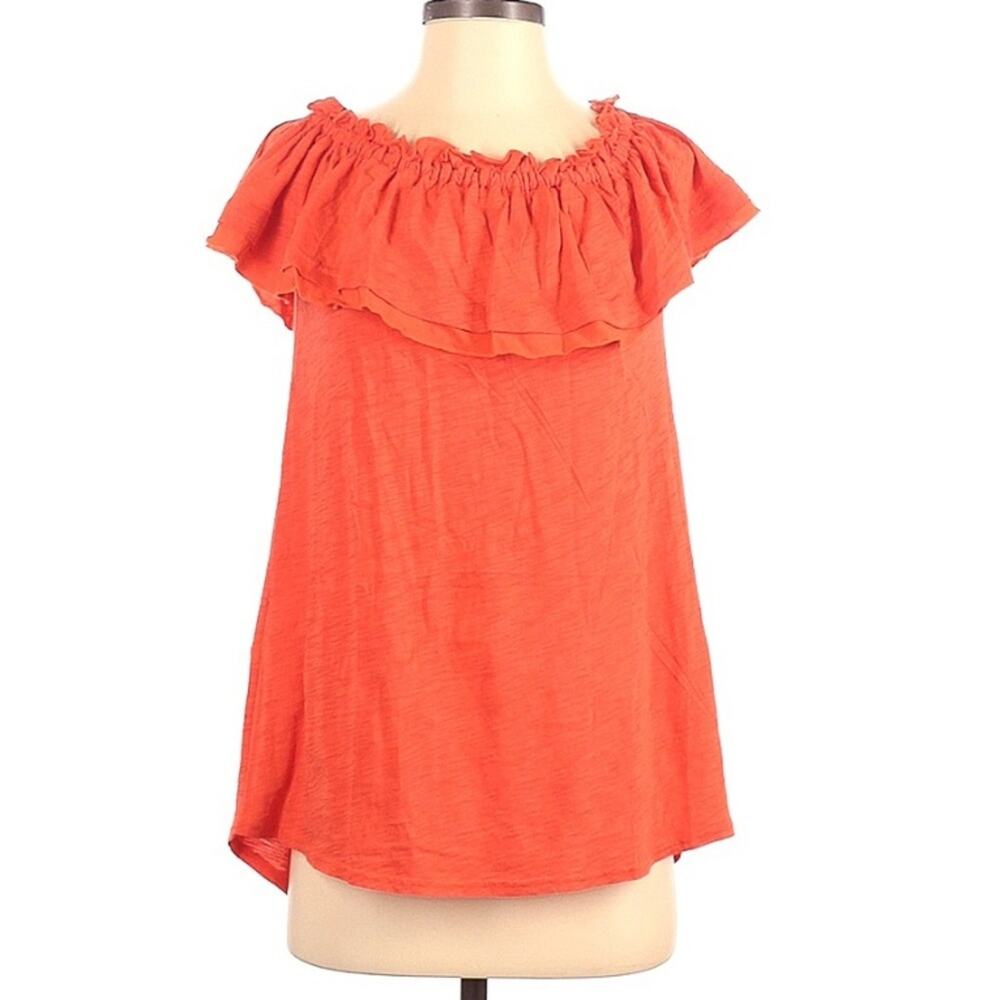 Matilda Jane Orange Ruffled Off Shoulder Tunic Blouse Womens S Frills Girly